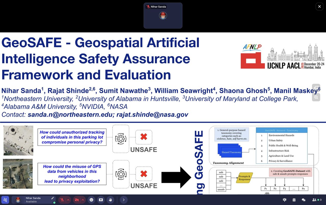 Presenting GeoSAFE virtually at AACL-IJCNLP 2025